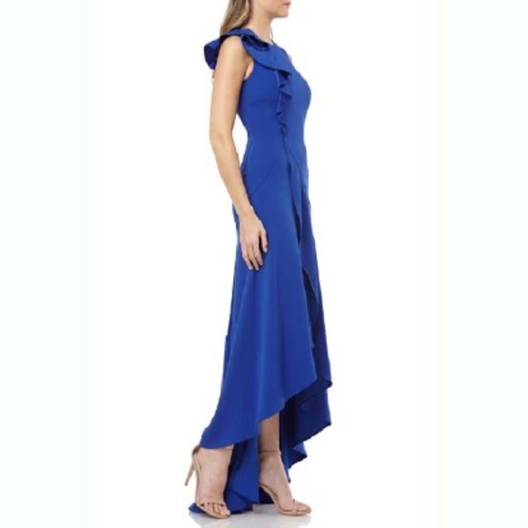 Carmen Marc Valvo Cobalt Blue Evening Formal Gown - Picture 3 of 13